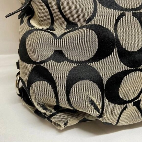 Coach Hobo Shoulderbag F15067 Signature Gray Canvas Black Leather Hand Bag READ - Picture 6 of 16